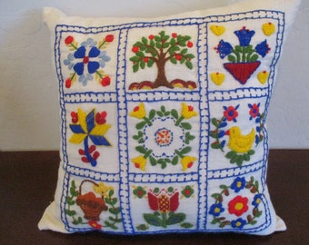 Hand Embroidered Pillow, Home Decor, Linens