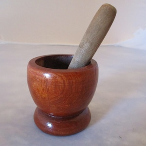 Vintage Wooden Mortar and Pestle, Cookware, Kitchenware, Utensil