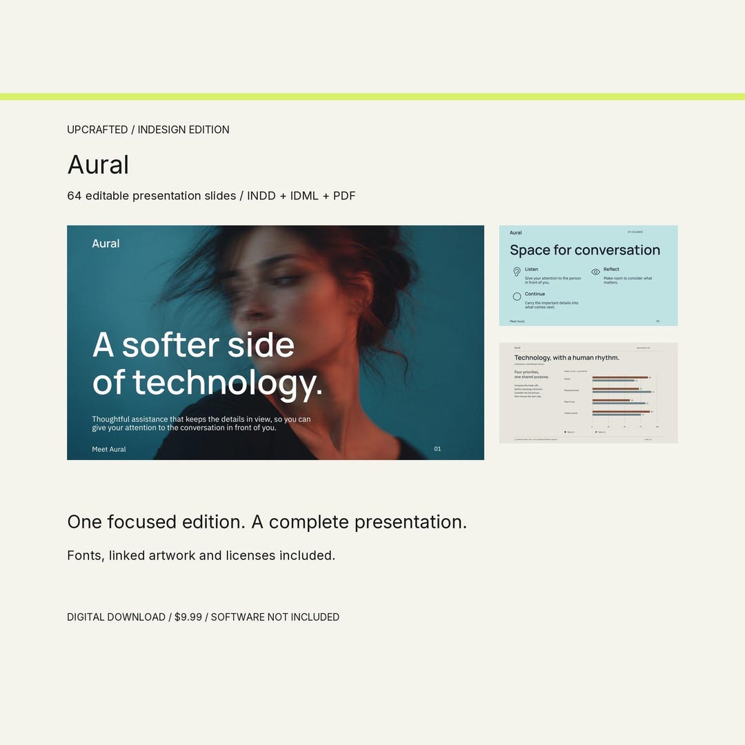 Aural Indesign Presentation Template: 64 Slides, INDD + IDML - Etsy