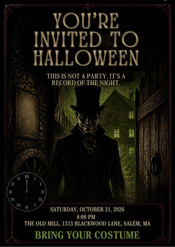 Editable Halloween Party Invitation Template, Spooky Halloween Invite, Instant Download, Printable Canva Invitation