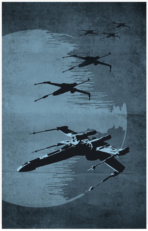 star wars x wing poster vintage print etsy