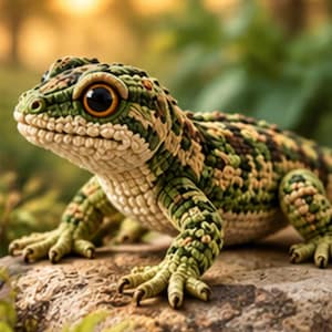 Realistische Gecko-Häkelanleitung (PDF) – Tarnmuster-Eidechse (Amigurumi)