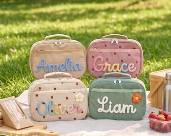 Custom Name Kids Lunch Box,Personalized Corduroy Kids Lunch Bag,Handmade Kids Lunch bag,School Lunch Bag, Picnic Bag,Gift for Toddlers
