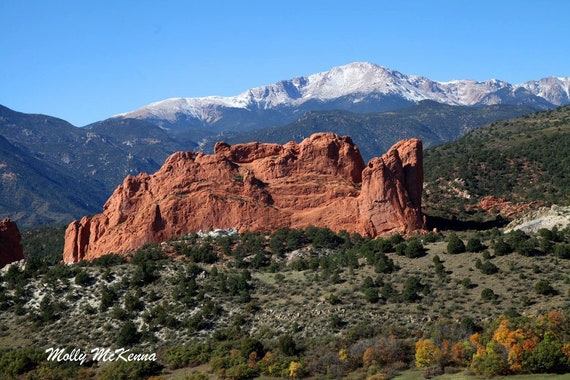 Pikes Peak Photo, Garden of the Gods photo, Colorado photo, Colorado Springs photo, Colorado mountains, Colorado gift, mountain gift