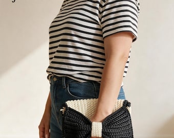 París - Bolso convertible de ganchillo hecho a mano, bolso de hombro que se transforma en bolso de mano con asa, color y correa personalizables.