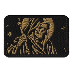 Grim Reaper Morale Patch, Tactical Velcro Patch, Embroidered Traditional Tattoo Patch | Raw Nerve Co
