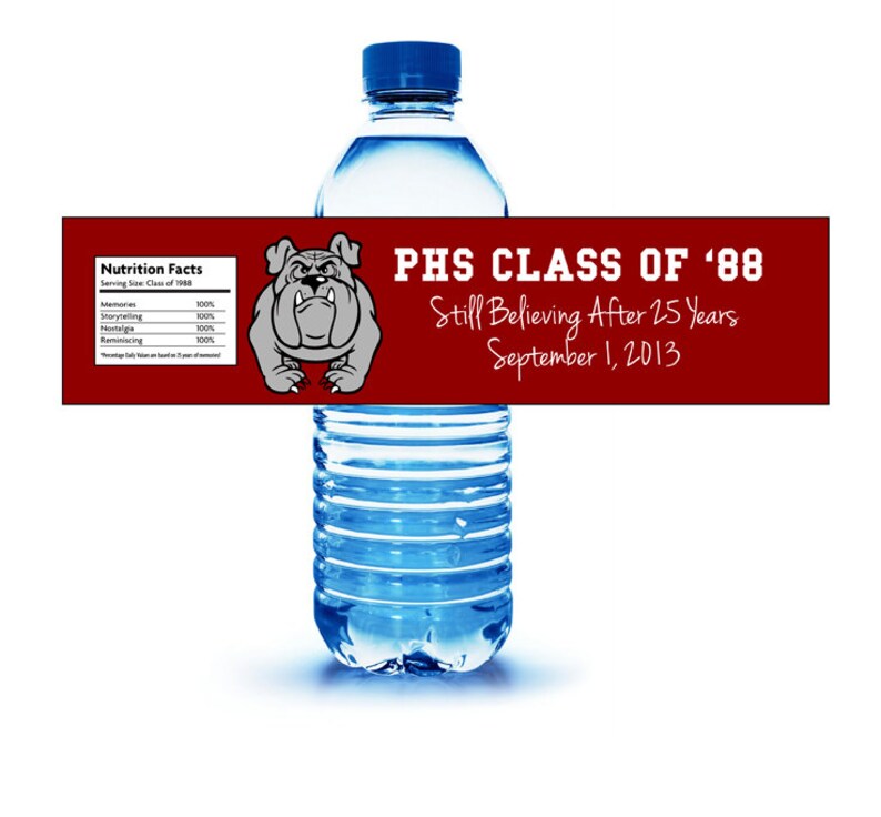 Class or Family Reunion Water Bottle Label CUSTOM DESIGN Etsy