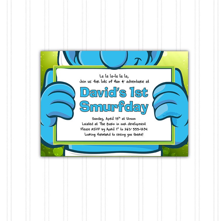 Schtroumpfs Anniversaire Invitation Imprimable Telecharger Etsy