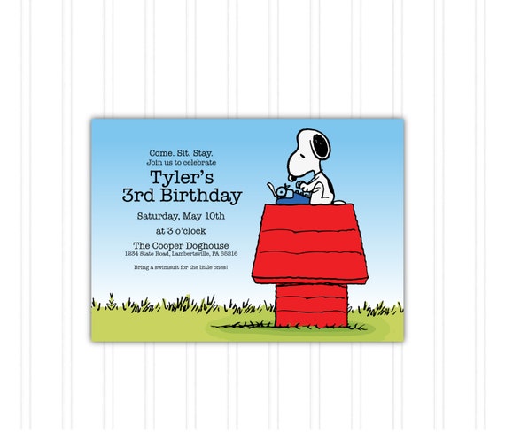Snoopy Doghouse Peanuts Birthday Invitation Printable Download Etsy