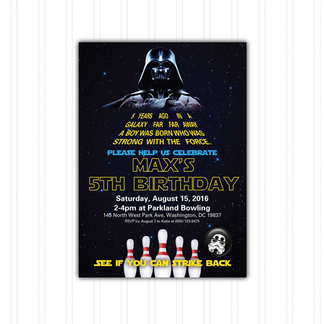Star Wars Bowling Birthday Invitation Printable Download Print at Home