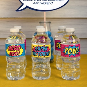Superheld Wasserflaschenetiketten • 25 Personalisierte Etiketten • 5 cm • GEDRUCKT