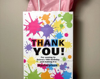 Art Party Gift Bag Labels: Splatter Paint, Personalized, Printed