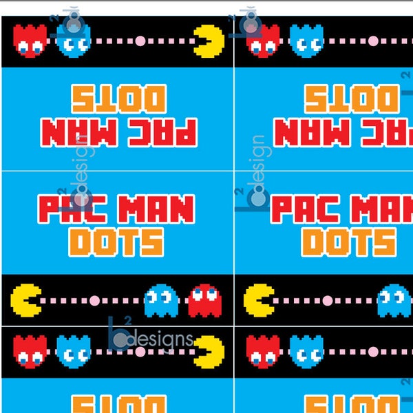 Arcade / Video / Gamer Candy Label • Pac Man Dots Candy • INSTANT DOWNLOAD