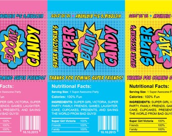 Superhero Candy Bar Wrappers Printable | Etsy