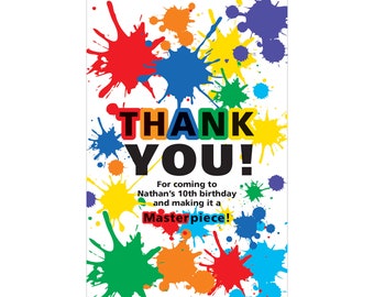 Art Party Gift Labels: Colorful Splatter Design (Printable PDF)