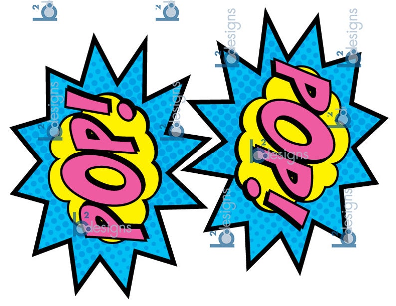 Superhero Signs Boom Pow Zap Bam Pow 1/2 Page Signs Etsy