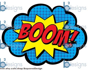 Superhero Party Signs • Boom, Pow, Zap, Bam, Pop • 8.5 x 11 • PC color • INSTANT DOWNLOAD