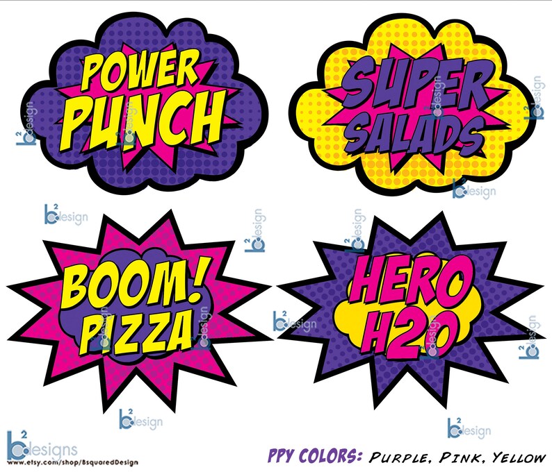 Superhero Food Cards Custom Text 1/4 Page Size printable - Etsy