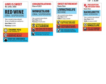 Shot / Oral / Liquid Prescription Labels • Customizable • Labels Only • Printable