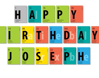 Periodic Table Banner • Happy Birthday Name • Science Party Banner • Printable