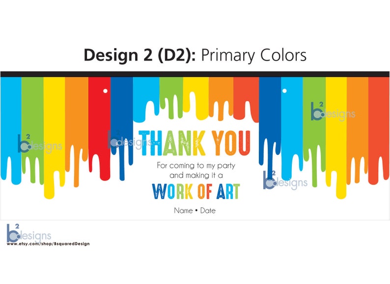 Paint Bucket Label Art Party PRINTED D2: Primary Colors