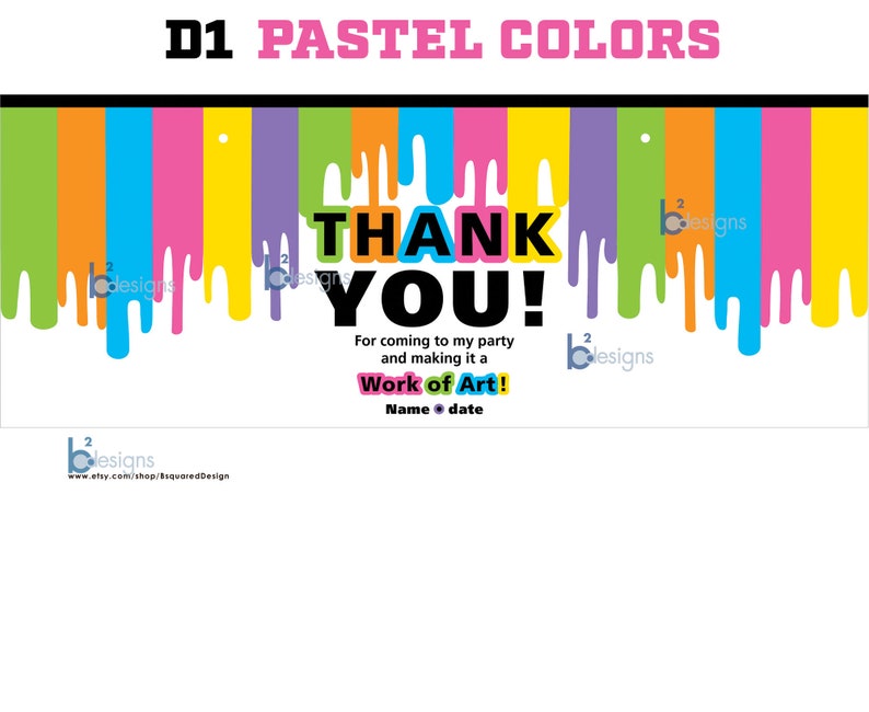 Paint Bucket Label Art Party PRINTED D1: Pastel Color