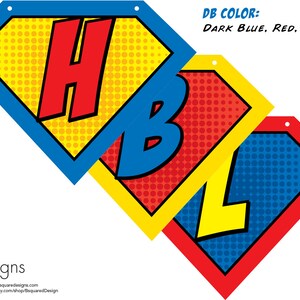 Superhero Symbol Happy Birthday Banner CUSTOM with Name PRINTED image 3