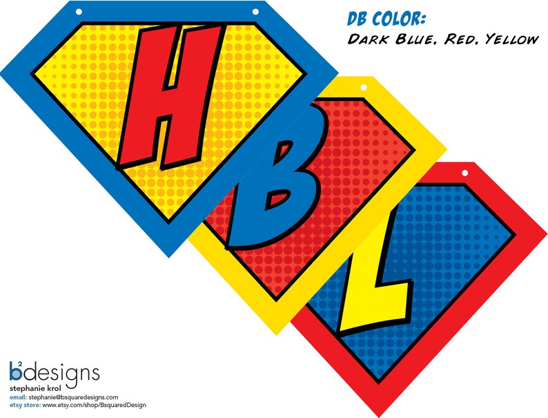 Superhero Symbol Happy Birthday Banner CUSTOM with Name PRINTED image 3