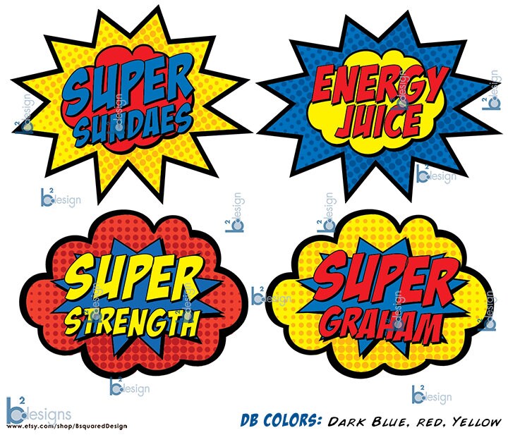 Superhero Food Cards Custom Text 1/4 Page Size printable - Etsy