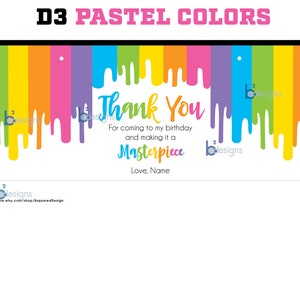 Paint Bucket Label Art Party PRINTED D3: Pastel Color