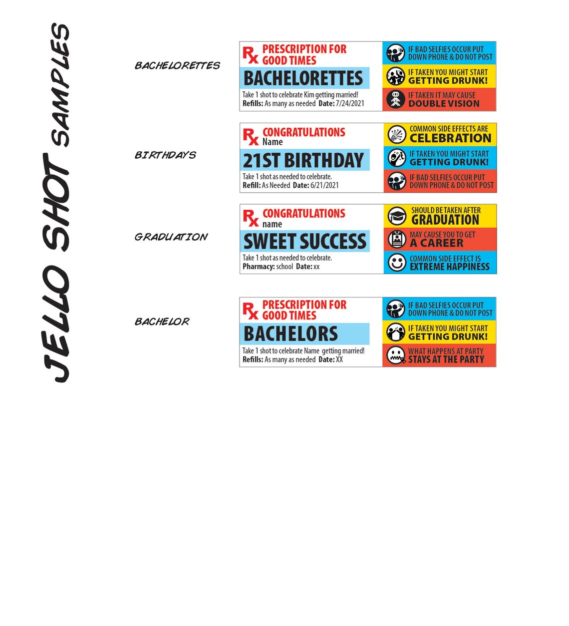 Prescription Jello Shot Syringe Labels and Containers Etsy