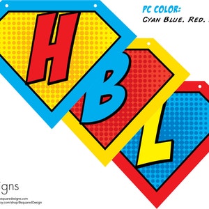 Superhero Symbol Happy Birthday Banner CUSTOM with Name PRINTED image 2