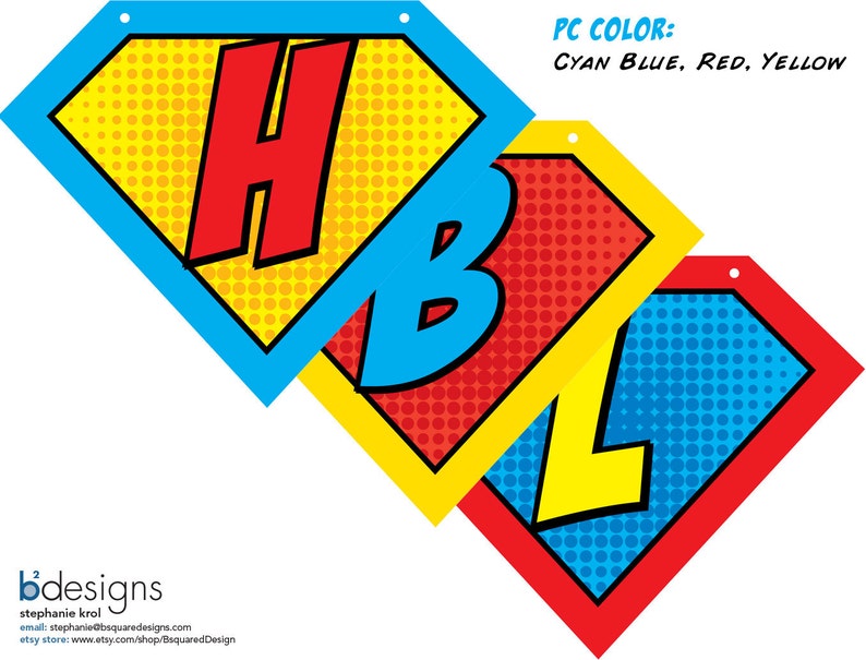 Superhero Symbol Happy Birthday Banner CUSTOM with Name PRINTED image 2