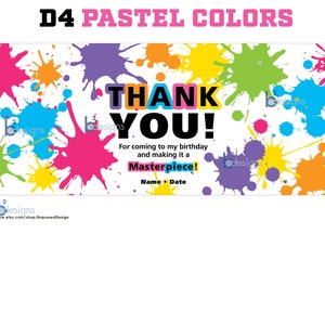 Paint Bucket Label Art Party PRINTED D4: Pastel Color