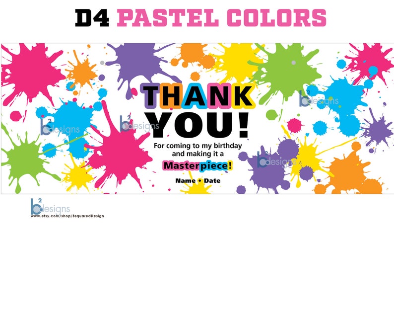 Paint Bucket Label Art Party PRINTED D4: Pastel Color