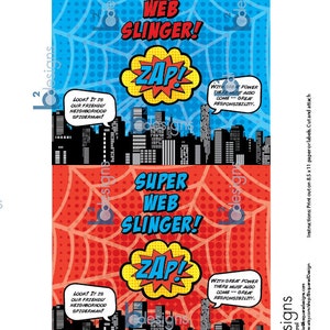 Superhero Silly String Labels • 5&quot; x 5.625&quot; • BYR Color Scheme (blue, yellow, red) • INSTANT DOWNLOAD