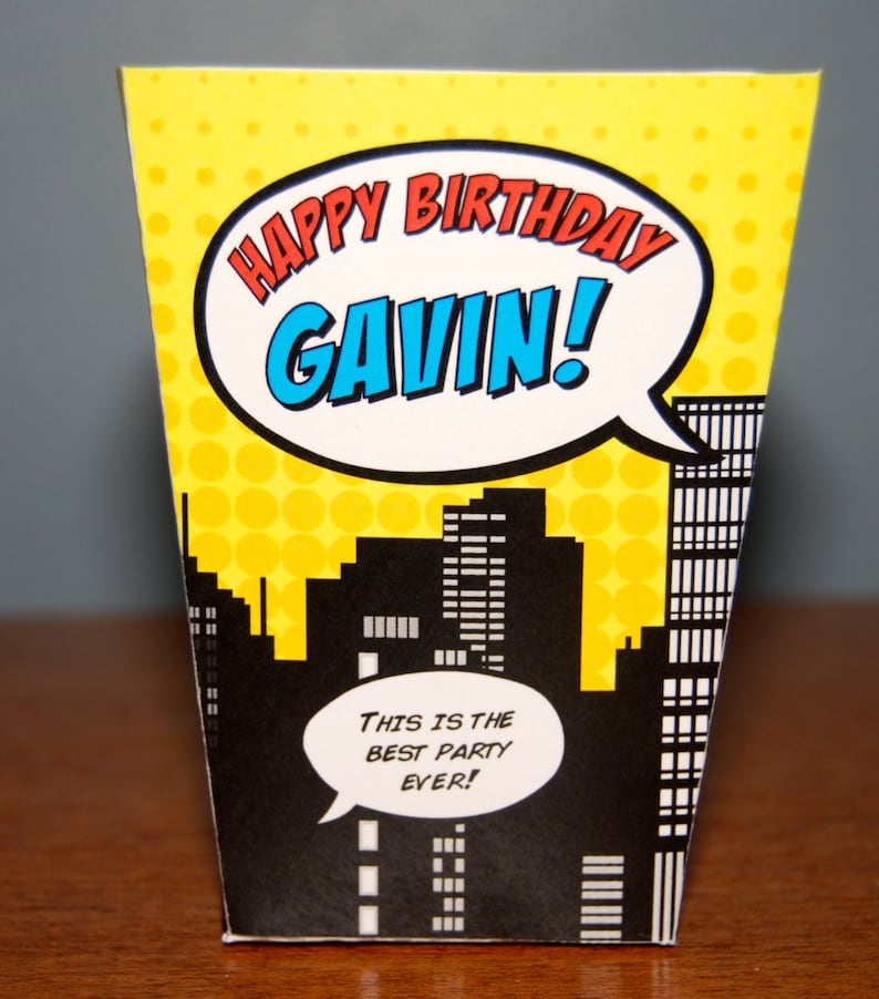 Superhero Popcorn Boxes Custom Name PRINTED Etsy