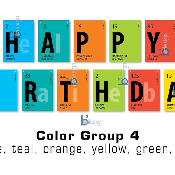 Periodic Table Banner • Happy Birthday Banner • 8.5 x 11 • Color Group 4 • INSTANT DOWNLOAD