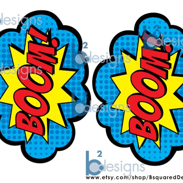 Superhelden Zeichen • Boom, Pow, Zap, Bam, Pow • 1/2 Seite Zeichen • PC Farbe • Von vorne nach hinten • SOFORTIGER DOWNLOAD