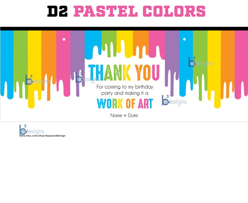 Paint Bucket Label Art Party PRINTED D2: Pastel Color