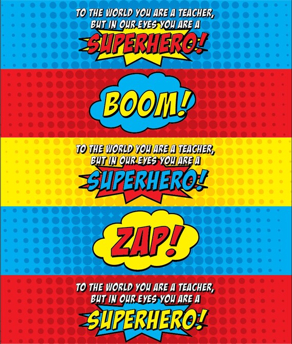 superhero teacher water bottle labels v3 pc color instant download superhero water bottle labels