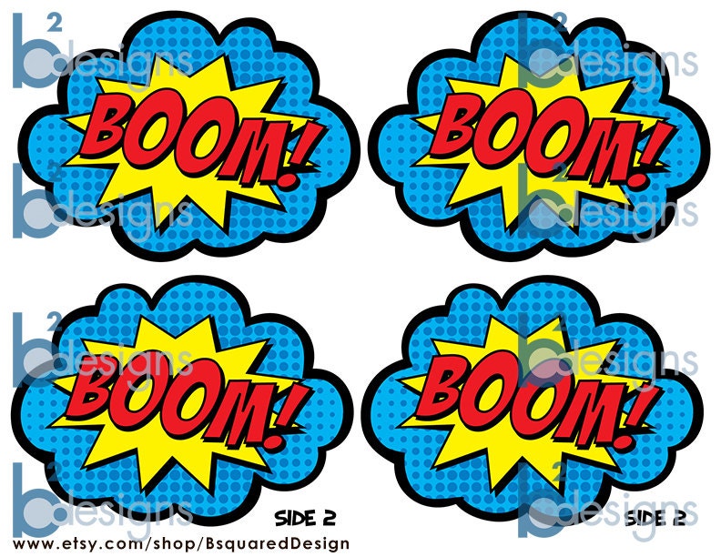 Superhero Signs Boom Pow Zap Bam Pow 1/4 page signs Etsy