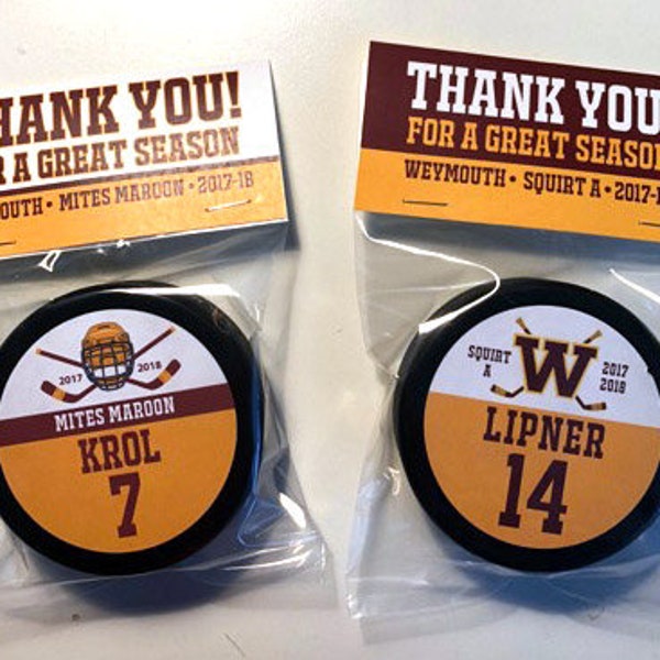 Hockey Puck Topper and Bags • End of Season Gift • Hockey Birthday Invite