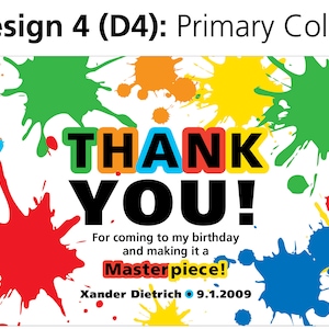 Paint Bucket Label Art Party PRINTED D4: Primary Colors