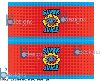 Juice Box Wrappers • Superhero • BRY color scheme (Blue, Red, Yellow) • Instant Download