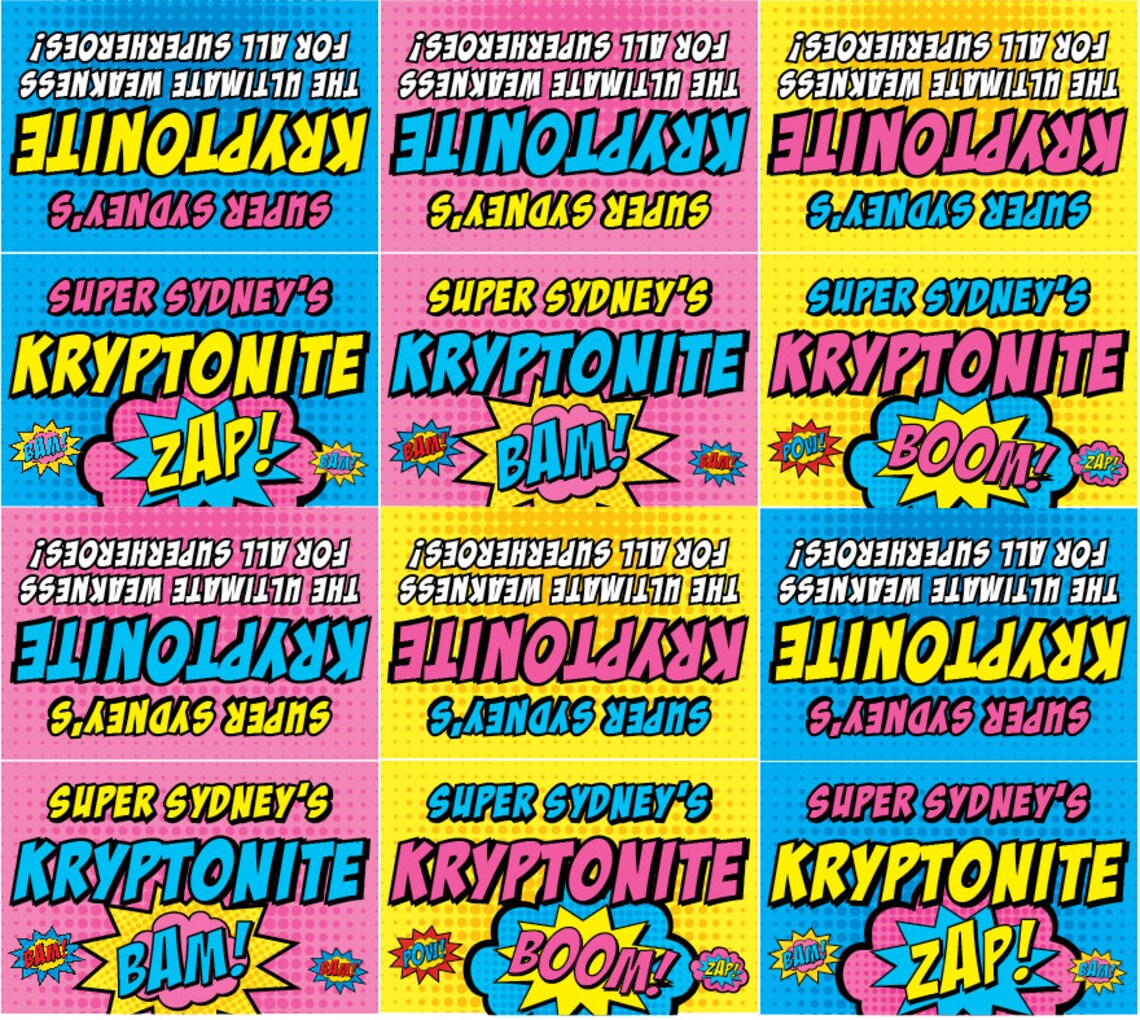 Superhero Kryptonite Candy Labels PRINTABLE - Etsy