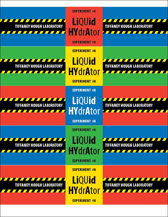 Science Water Bottle Labels • Liquid Hydration Experiment • 2 ...