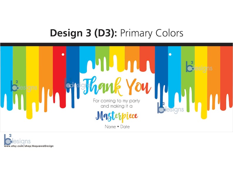 Paint Bucket Label Art Party PRINTED D3: Primary Colors