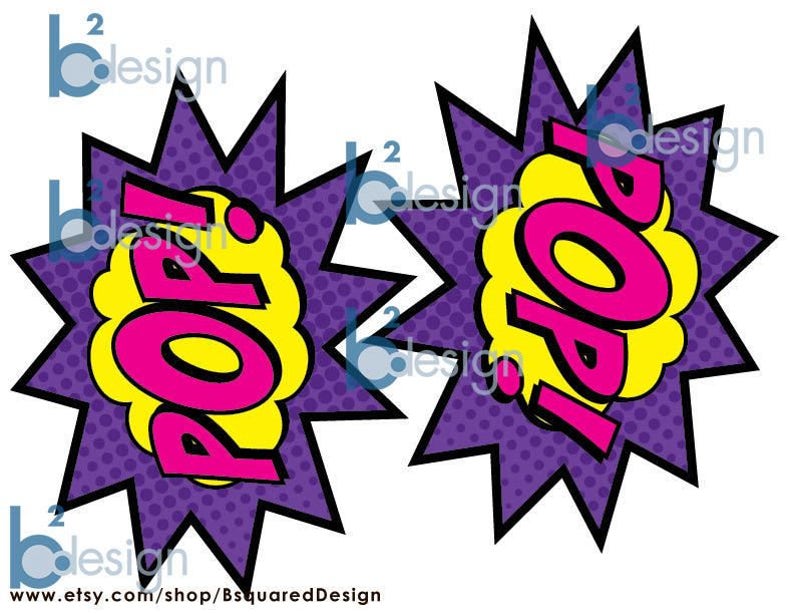 Superhero Signs Boom Pow Zap Bam Pow 1/2 Page Signs Etsy