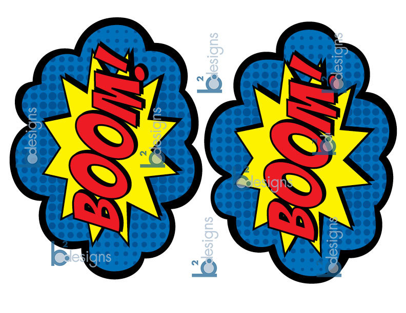 Superhero Signs • Boom, Pow, Zap, Bam, Pow • 1/2 page signs • DB color • Front to Back • INSTANT DOWNLOAD